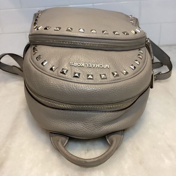 Michael Kors Abbey Pearl Pebbled Leather Studded Backpack - Picture 9 of 16
